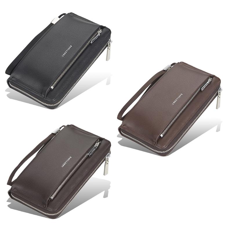 

Wallets Mens Artificial Leather Clutch Bag Business Long Wallet Purse Double Zipper Large Capacity Card Phone Holder Handbag, Cf