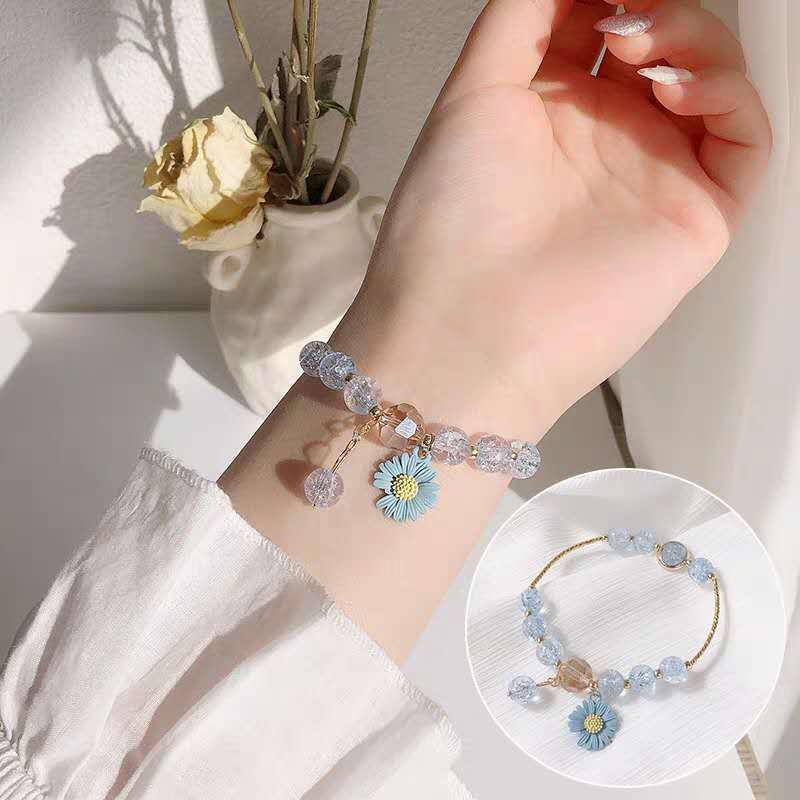 

Charm Bracelets Flower Crystal Bracelet For Women Sun Sisters Girlfriends Small Daisy HTML1, Golden;silver
