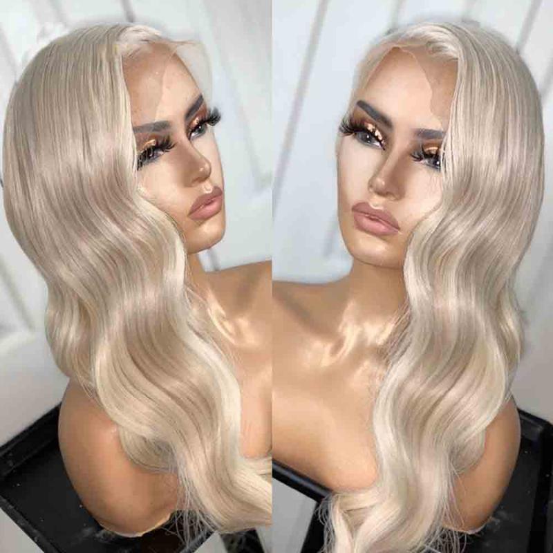 

Lace Wigs Grey 26 Inch Body Wave Remy Brazilian Platinum Blonde 13×6Lace Front Wig Human Hair Preplucked With Baby For Black Women, 13x4 lace wig