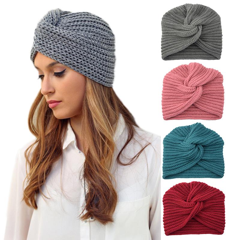 

Beanie/Skull Caps Bohemia Turban Beanie Muslim Knitted Turbante Hat Pullover Toe Cap Headwrap Bandana Crossover Hair Band For Woman 1PC, 10