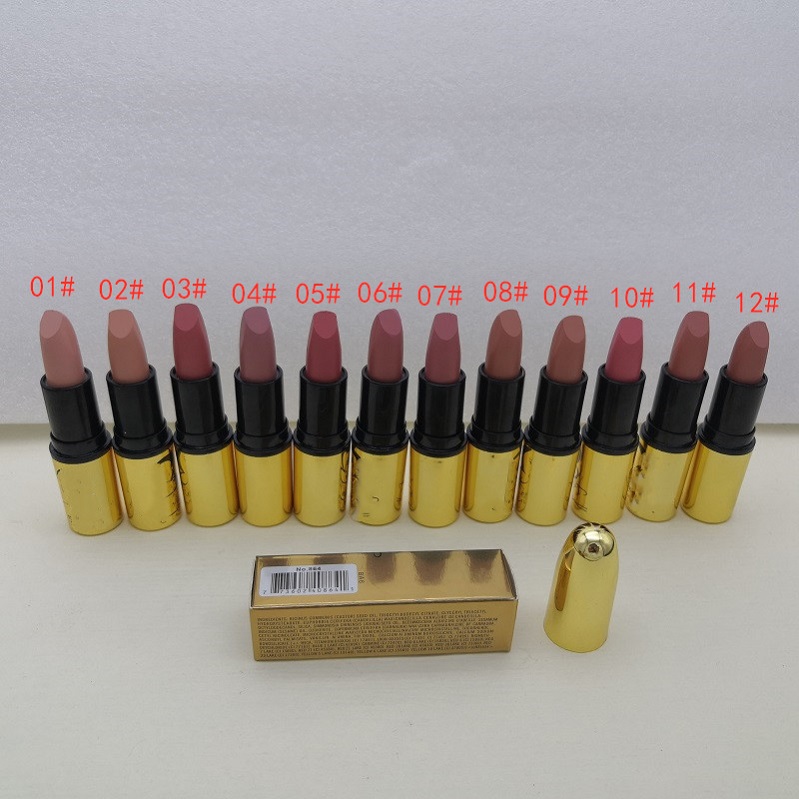 

2021 matte lipstick Luster Lipsticks Frost Sexy 12color 3g sweet smell with English Name ePacket, Mixed color