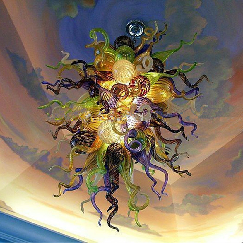 Italian Lamps Hand Blown Glass Chandelier Multicolor Modern Ceiling Lighting LED Hanging Lights for Living Room House Art Decoration-image-676308335