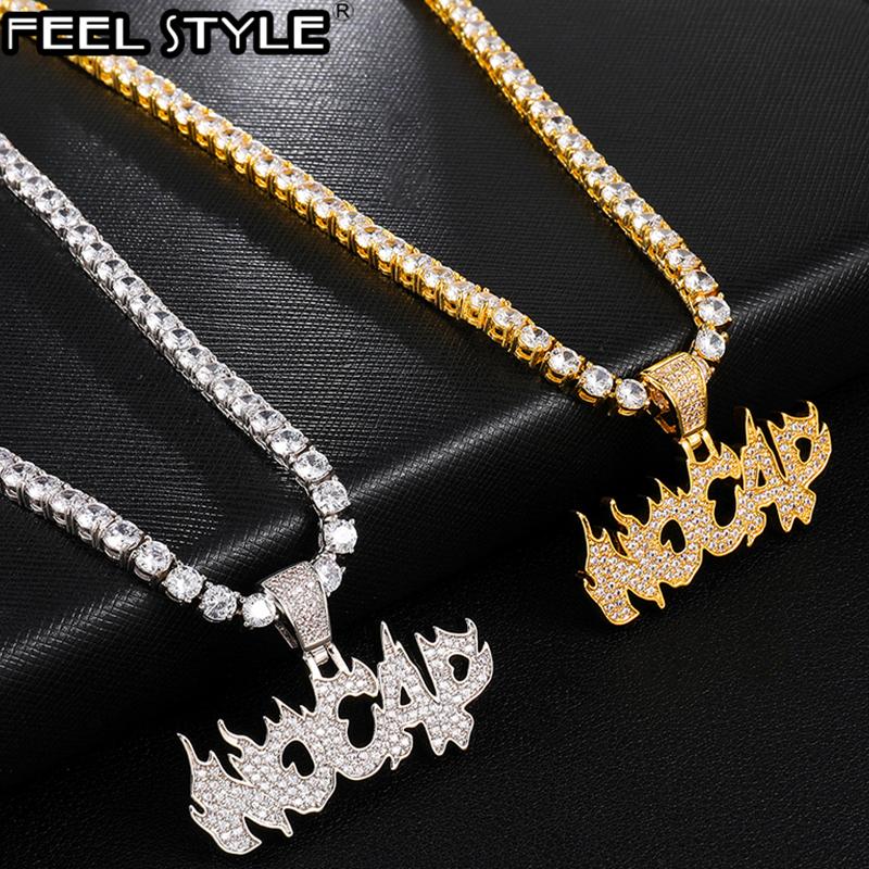 

Pendant Necklaces Iced Out Bling No Cap Cubic Zirconia Micro Paved CZ & Pendants For Men Hip Hop Jewelry With Tennis Chain, Silver