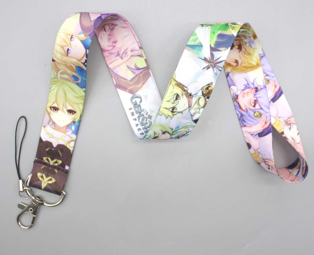 

cartoon genshin impact logo lanyards devil head key Chain Neck Strap Keys Camera ID Card CellPhone strings