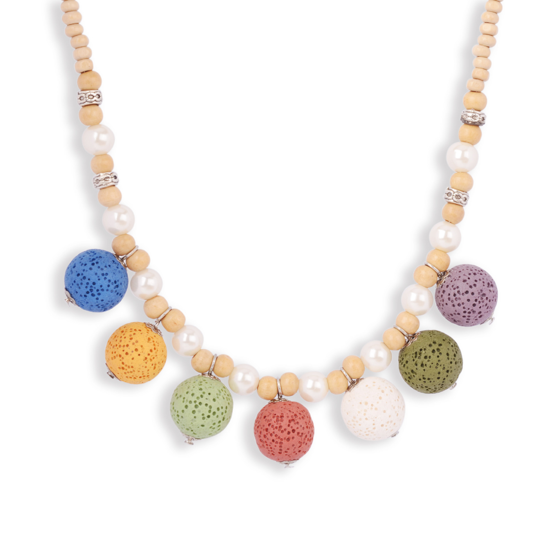 

Bohemia Colorful Lava Stone Beads Tassels Strand Pendant Essential Oil Perfume Diffuser Necklace Collar Jewelry for women Dress ACC