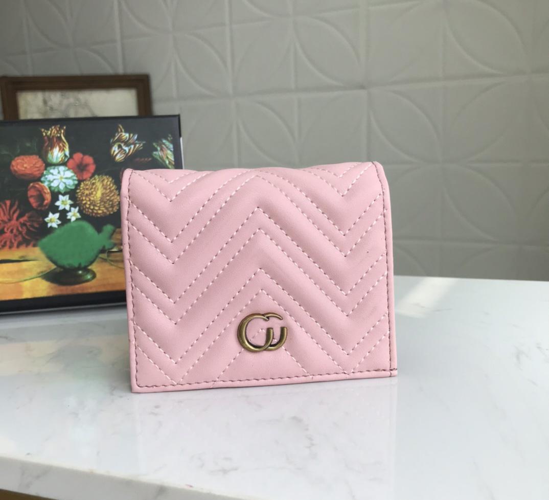 

2021 Fashion Designers Wallets Luxurys Mens Women Leather Bags High Quality Classic Bee Tiger Snake Letters Purses Original Box Digram Card Holder 466492B, Pink