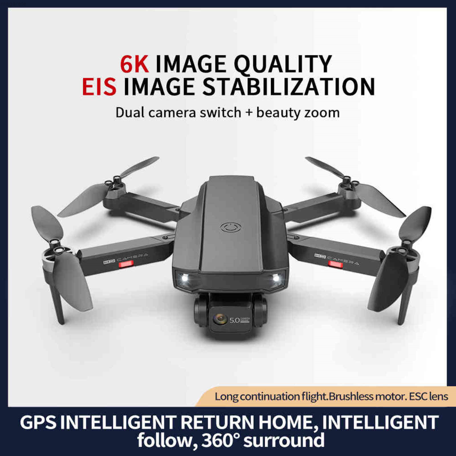 

Foldable UAV S2 5g WiFi 4K, professional RC 4WD, mini HD 6K camera, brushless motor, GPS, FPV, children's toy plane, Grey 1 battery