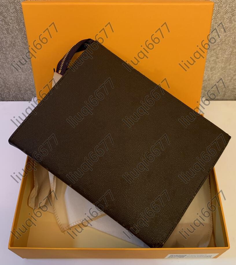 

Toiletry Pouch Women and Men 26CM Clutch Phone Cosmetic Bags Genuine Leather flower checkers Mini Pochette Toilet Beauty Case Accessories 4