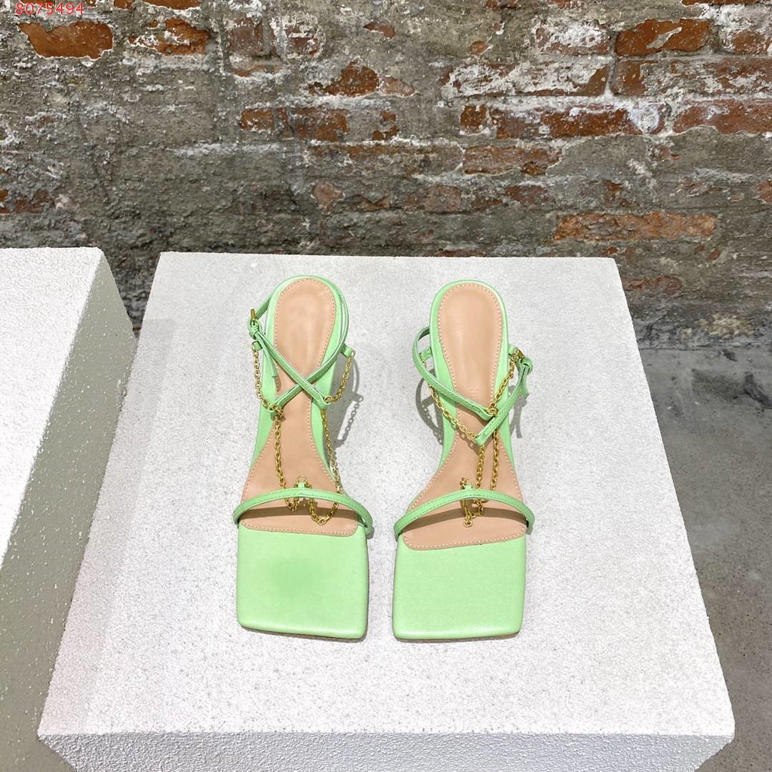 

Designer Stretch Sandals fashion squared toe chain strap high heels women ankle-strap sandal with box , 35-41, Black