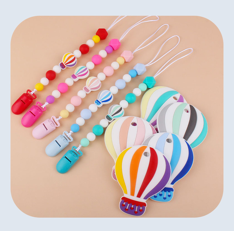 

Fire Balloon Silicone Teethe Baby Infant Kids Nipple Teether Chain Holder DIY Cartoon Pacifier Bead Chew Toy