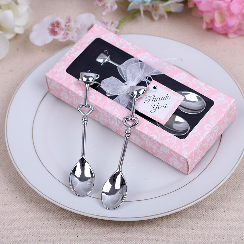 

Wedding Party Gifts 2pcs/set Heart Shaped Love coffee tea measuring Spoon Wedding decoration lover gift stainless steel dinner tableware sets