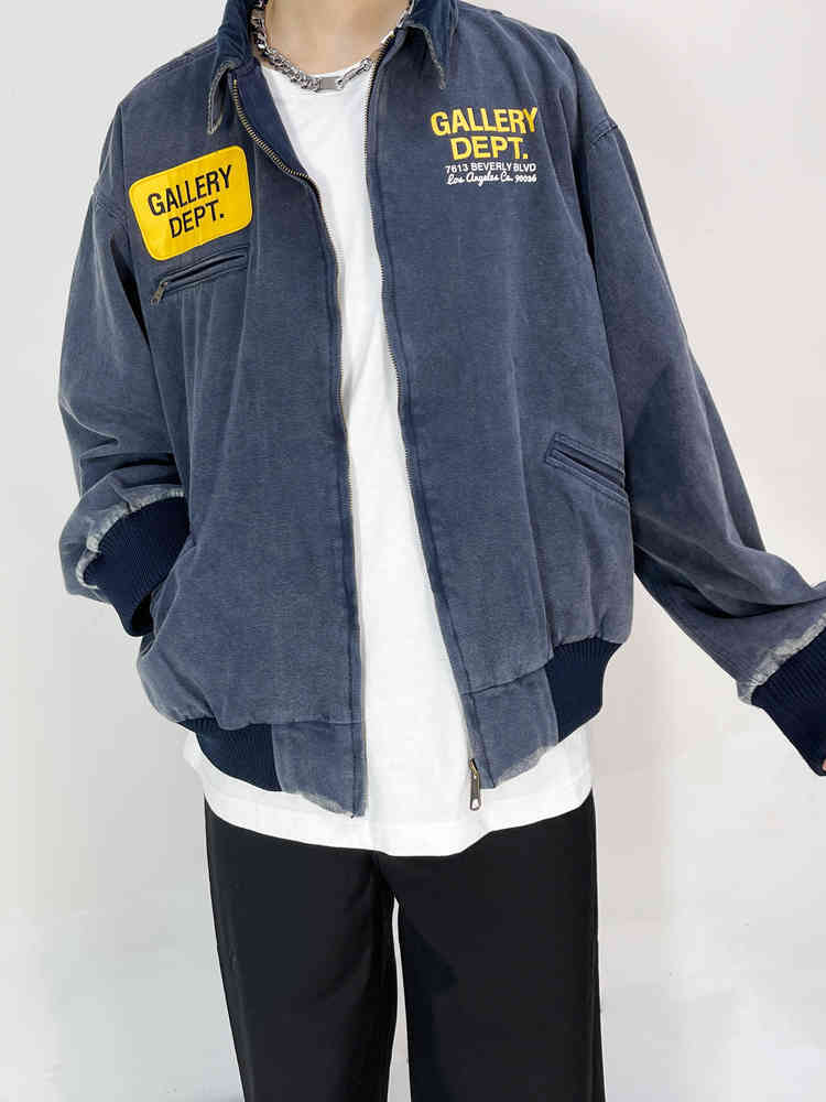 

Galery dept graduation Vintage washed Vintage loose casual denim jacket, Black;brown