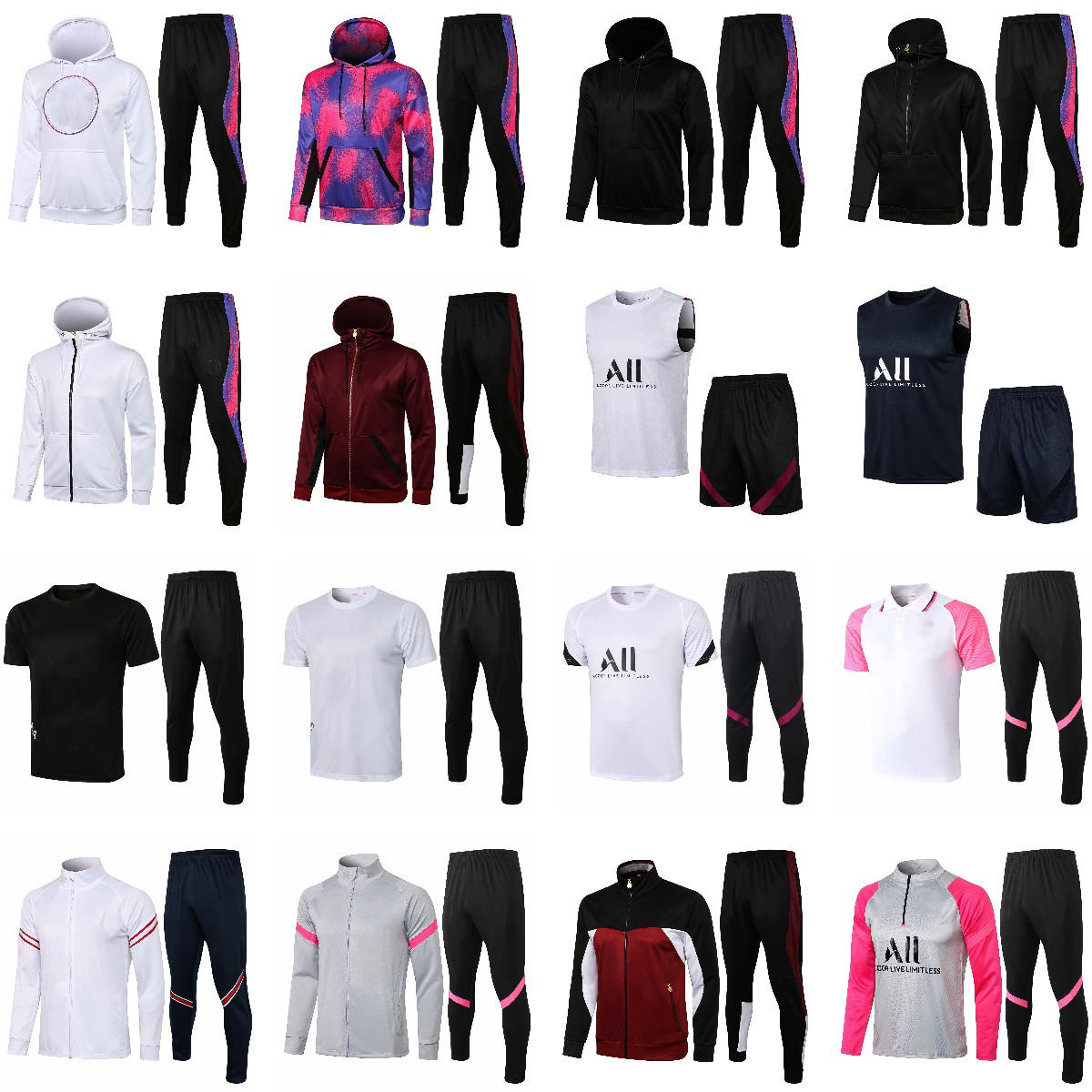 

21 22 Paris mens tracksuit jacket hoodie sweatshirts sportwear Draxler VERRATTI soccer coat MBAPPE hooded Gueye football Icardi training polo shirt, Black;brown