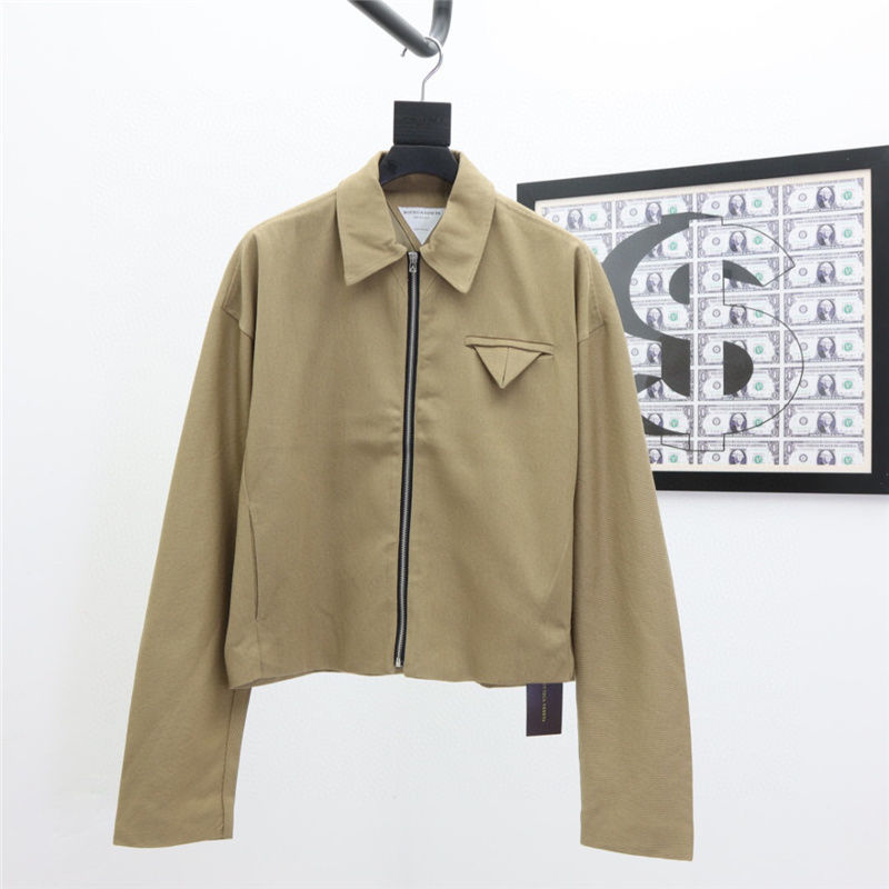 

Mens and Womens Long-sleeved Jacket Correct Version BV Zipper Cardigan Jacket with Triangle Coats, Black