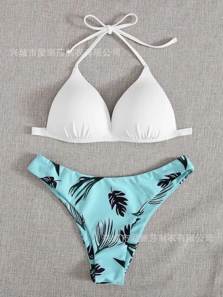 Eliza's Color Matching Hard Bag Gathers Small Fresh and Sexy Split Bikini Swimsuit triangl swimwear-image-692559416