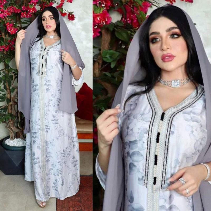 

Ethnic Clothing Muslim Fashion Female Print Dress Arab Middle East Abaya Robe Dubai Moroccan Turkish Islamic Kaftan Jilbab