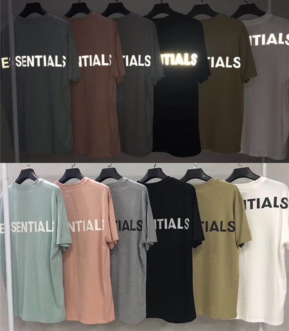 

Factory Oversized 3M Reflective Essentials T shirts Streetwear Men Women Tee Hiphop Kanye West FOG T-Shirts tshirt X12, White;black