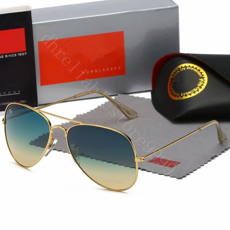 

2021 Luxury designer Sunglasses For Mens women 3025 brand classic pilot fashion sun glasses UV400 gold frame green with box