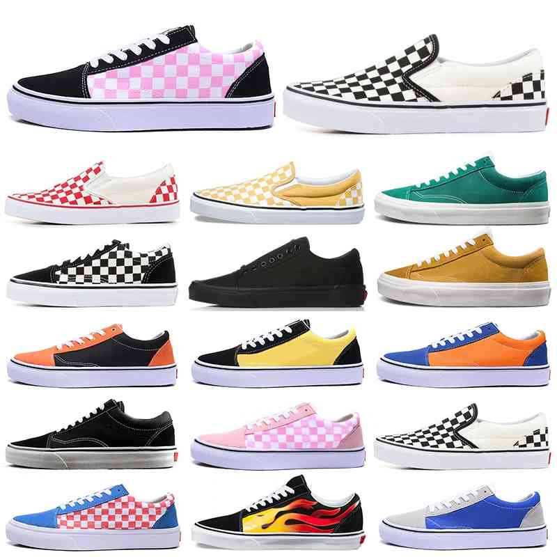 

Newest Excellent Van Old Skool Canvas Shoes Men Women Running Sneakers Fear of God White Black Red Slip on Skateboard Sports Chaussures, Green