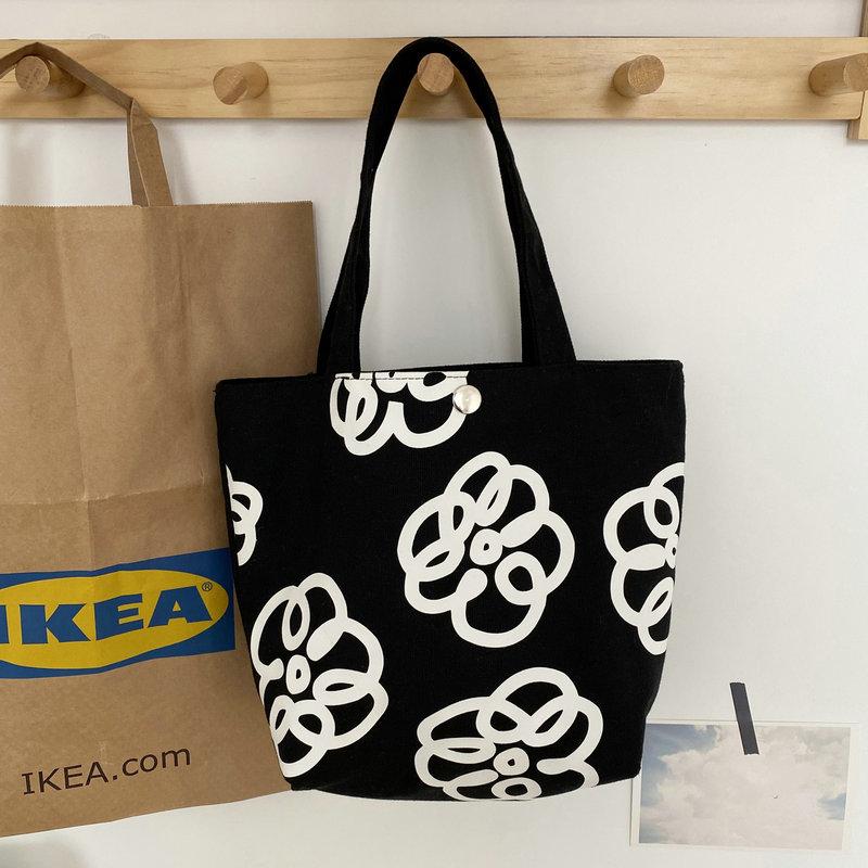 

Korea Cute Graffiti Flower Small Handbags For Women 2021 Designer Shoulder Bag Female Canvas Casual Totes Shopping 6403 Cross Body, Black
