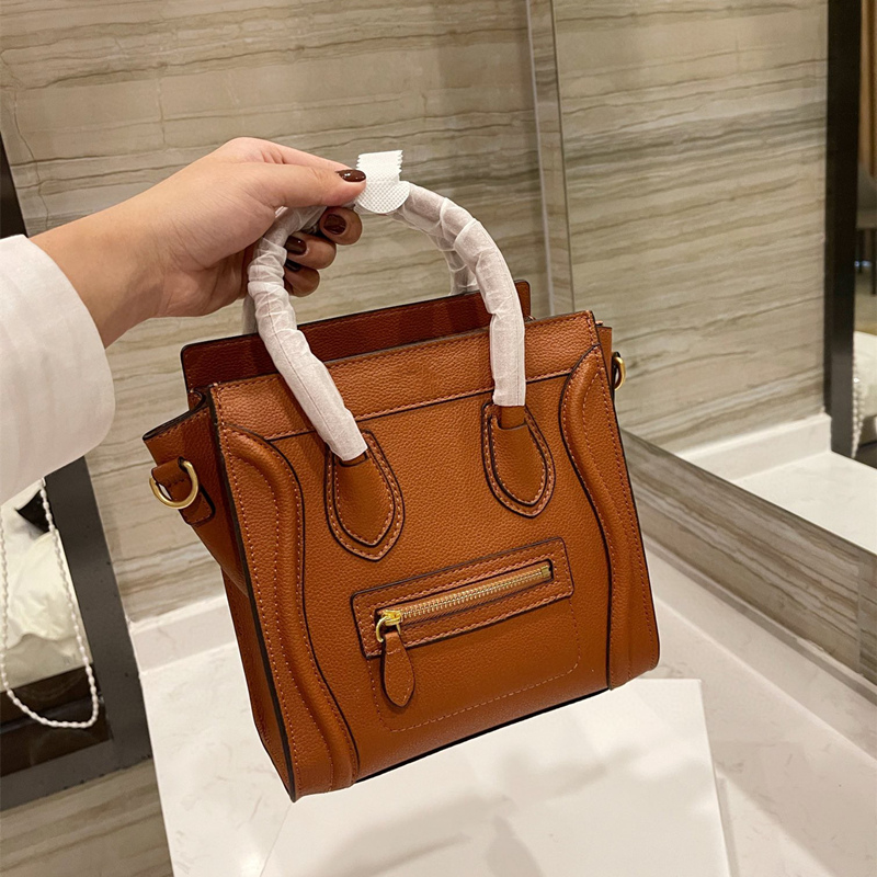 

LUGGAGE NANO Cowhide Handbag Shoulder Belt Bag Fashion Handle Tote Luxury Classic Leather Bags Women Shopping Pack T1, Extra fee for adding(not sale)