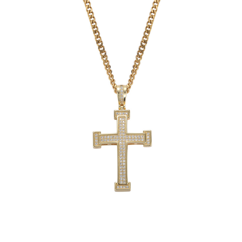 Mode femme croix pendentifs livraison directe couleur or cristal jésus pendentif collier bijoux pour hommes