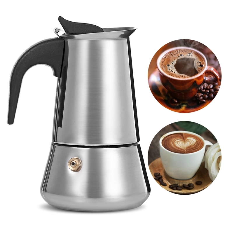 

Stainless Steel Moka Coffee Pot Stovetop Espresso Maker Moka Latte Filter Percolator Tools Cafetiere Mocha Coffee Maker Pot 210408