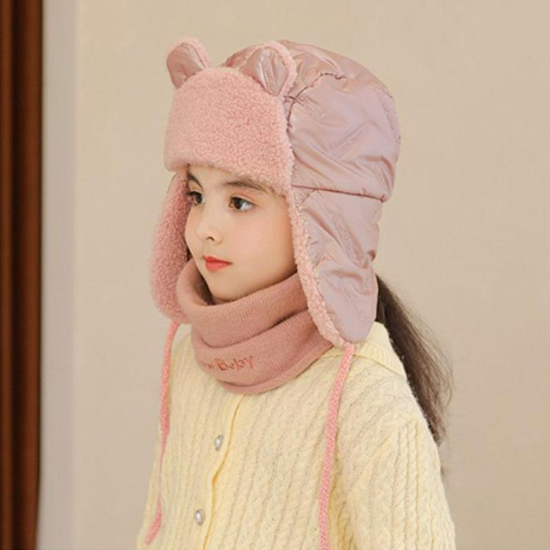 

Hats, Scarves & Gloves Sets Children's Hat Women Plus Velvet Hats Kids Autumn Baby Winter Girls Protection Windproof Ear Outdoor Cap Cycling