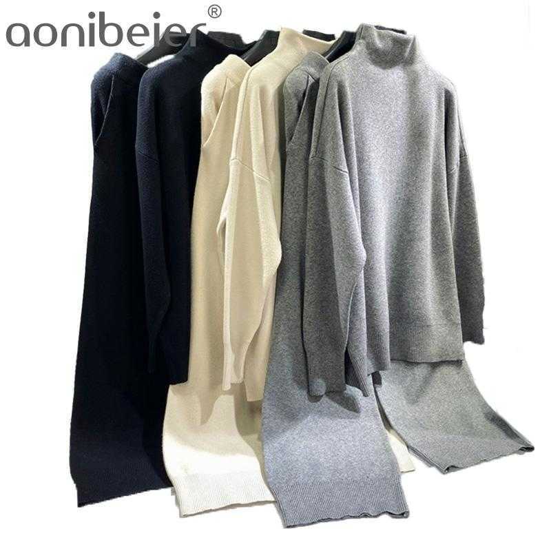 

Womens Oversized spring Rib-Knit Pullover Sweater Top & Long Pants 2 Piece Outfits Tracksuit Sports Wear Set 210604, Gray