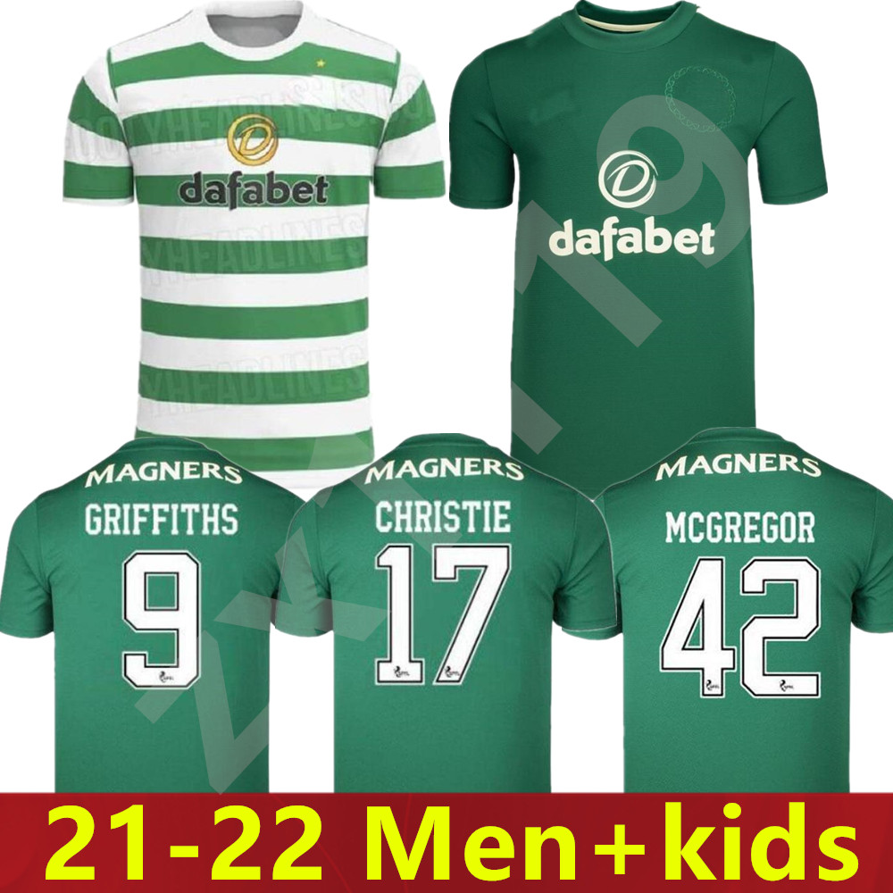 

Men + kids kit 21 22 Celtic Soccer Jerseys 2021 2022 Home MCGREGOR BROWN GRIFFITHS EDOUARD Away FORREST CHRISTIE ROBERTS football uniform, Kids away