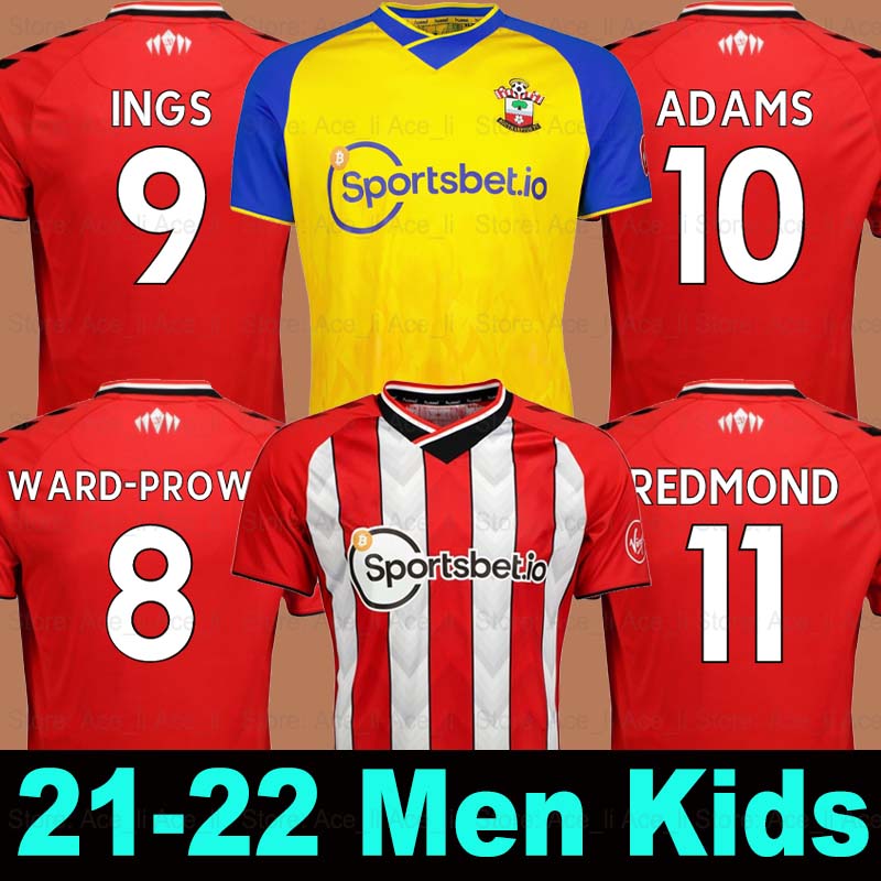 

21 22 INGS ADAMS Soccer jersey Southampton WARD-PROWSE REDMOND 2021 2022 ARMSTRONG BEDNAREK VESTERGAARD DJENEPO MINAMINO football shirts men + kids kit, 21-22 home +patch