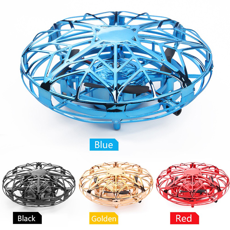 

2021 NEW Mini Helicopter RC UFO Dron Aircraft Hand Sensing Infrared RC Quadcopter Electric Induction Toys for Children Drone, Golden aircraft