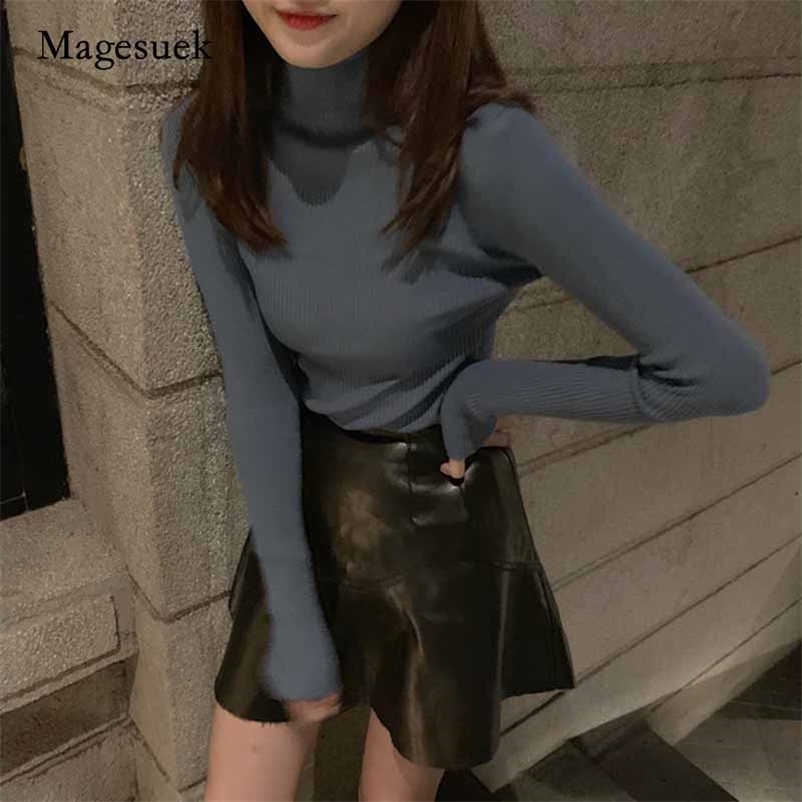 

Autumn Long Sleeve Female Pullover Women Sweater Solid Slim Cotton Knitted Turtleneck Clothes Sueter Mujer 10607 210518, Khaki
