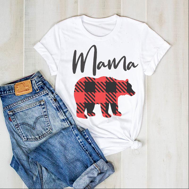 

womens t shirts women print lady plaid mom life mama bear graphic ladies clothes tee female shirt clothing, White