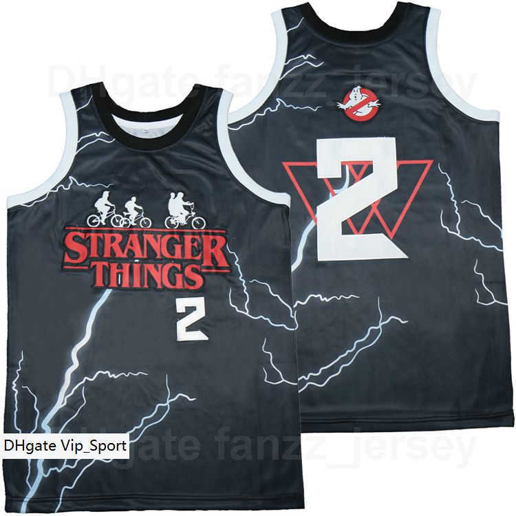 

Movie Stranger Things The Boys Ghostbusters Jersey 2 Basketball Team Color Black Away HipHop Breathable Pure Cotton Hip Hop For Sport Fans