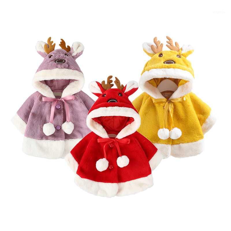 

Jackets Cute Deer Ears Plush Baby Jacket Christmas Sweet Princess Girls Coat Autumn Winter Warm Hooded Outerwear Toddler Girl Clothes, Blue;gray