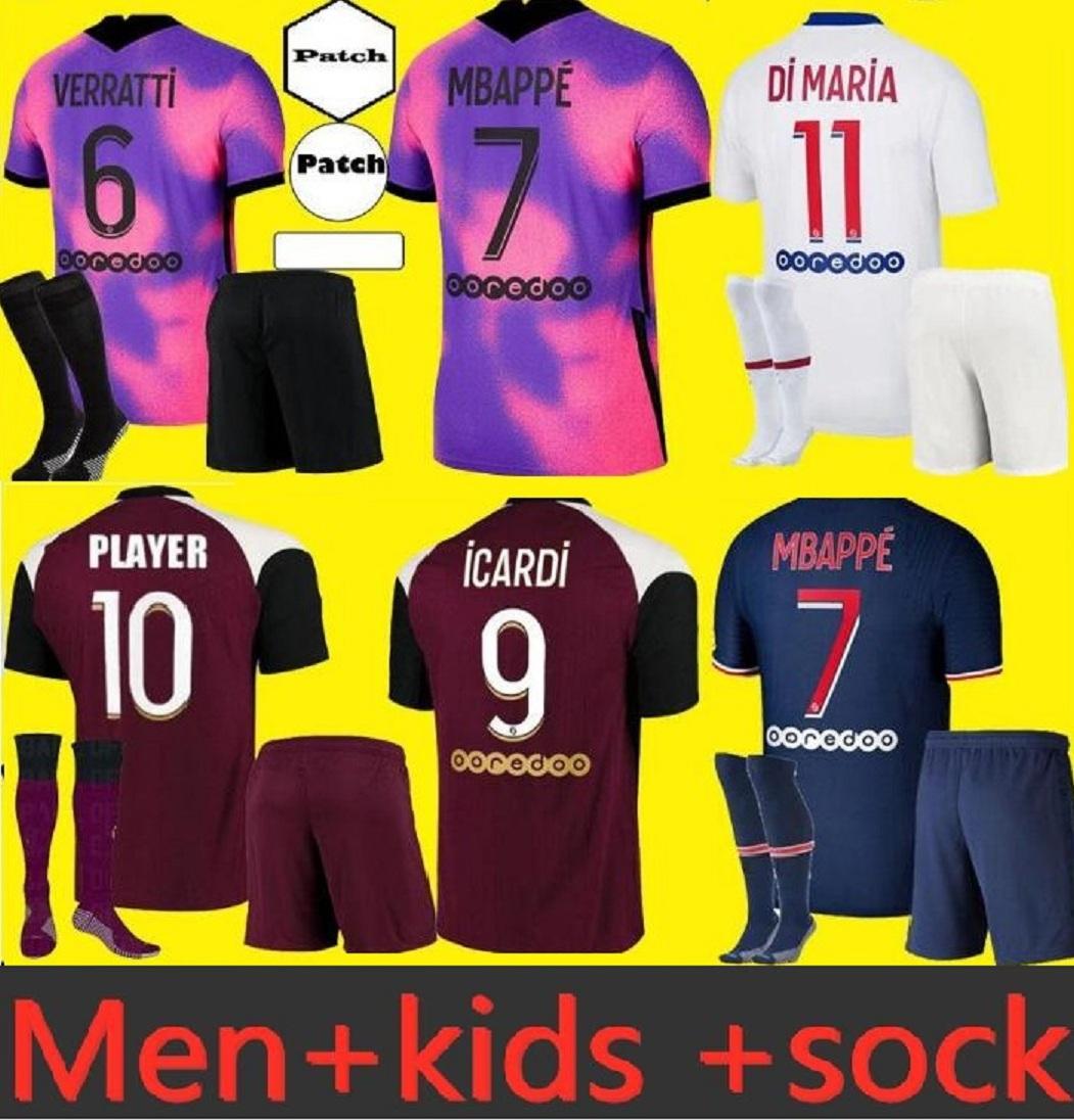 

MBAPPE VERRATTI KEAN Soccer Jersey 2021 DI MARIA KIMPEMBE MARQUINHOS ICARDI Pre Match Football Shirt 20 21 Men and Kids kit Socks, Black