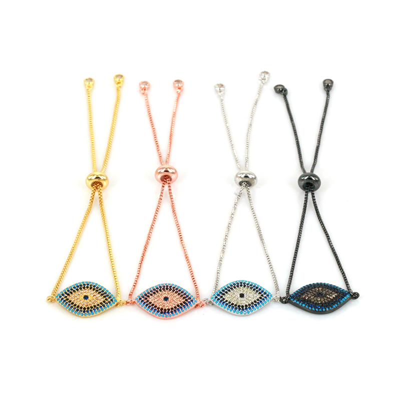 

DANKAISHI Designer Turkish Evil Pave CZ Blue Eye Gold Chain Fashion Charm Bracelets for Women