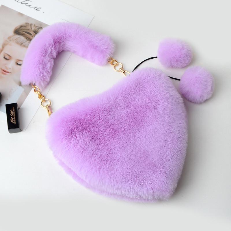 

Duffel Bags Ladies Plush Love Handbag Buckle Cute Sweet Lady Chain Fake Leather Bag Female Party Girlfriend Christmas Gift