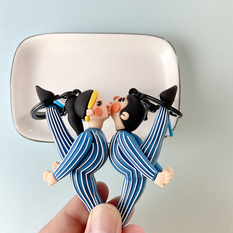 

10Pieces/Lot pvc split key chain ins Japanese small gift couple men and women creative bag mobile phone pendant keychain