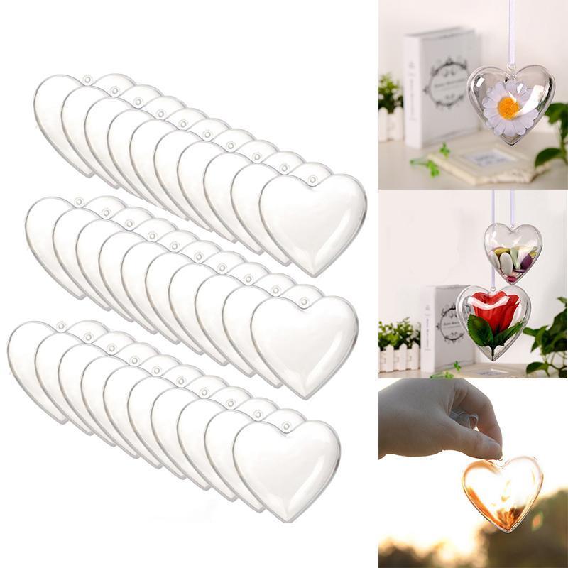 

Party Decoration 30Pcs Clear Plastic Fillable Ball Heart Shape DIY Decor