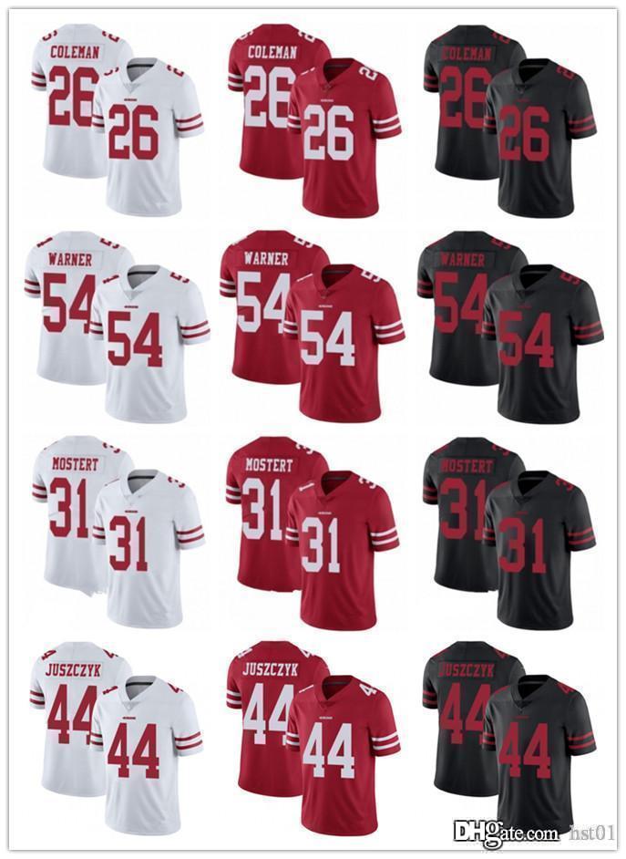 

Men Women Youth San Francisco 49ers Jersey 31 Raheem Mostert 54 Fred Warner 44 Kyle Juszczyk 26 Tevin Coleman Football Jerseys R, Black;red