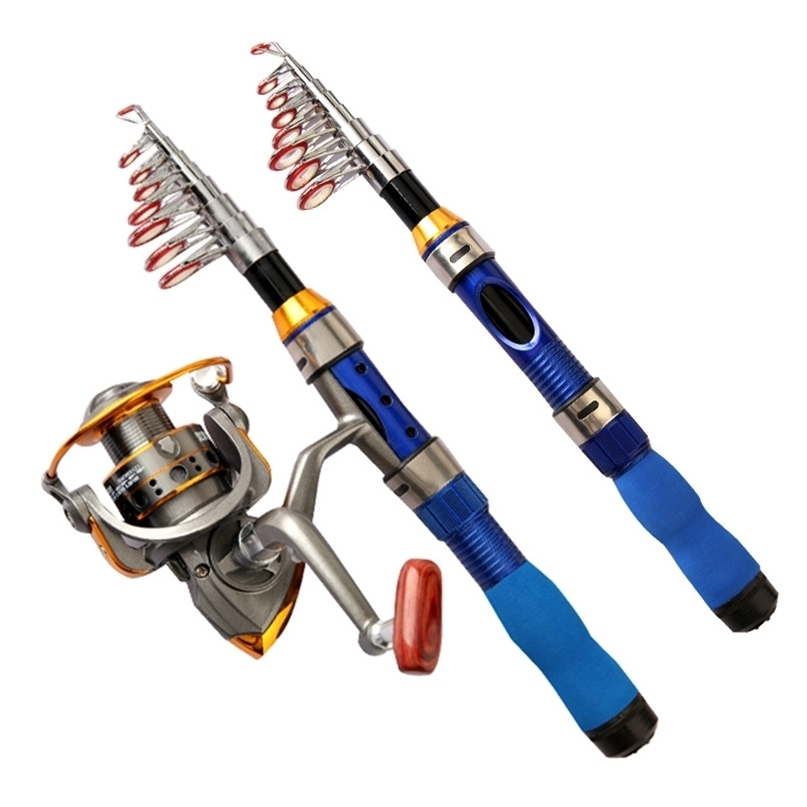 

Portable Telescopic Fishing Rod FRP Fiber Pole Sea Boat Rock FishRod high Quality Reel 1.5m/1.9m/2.3M 220224