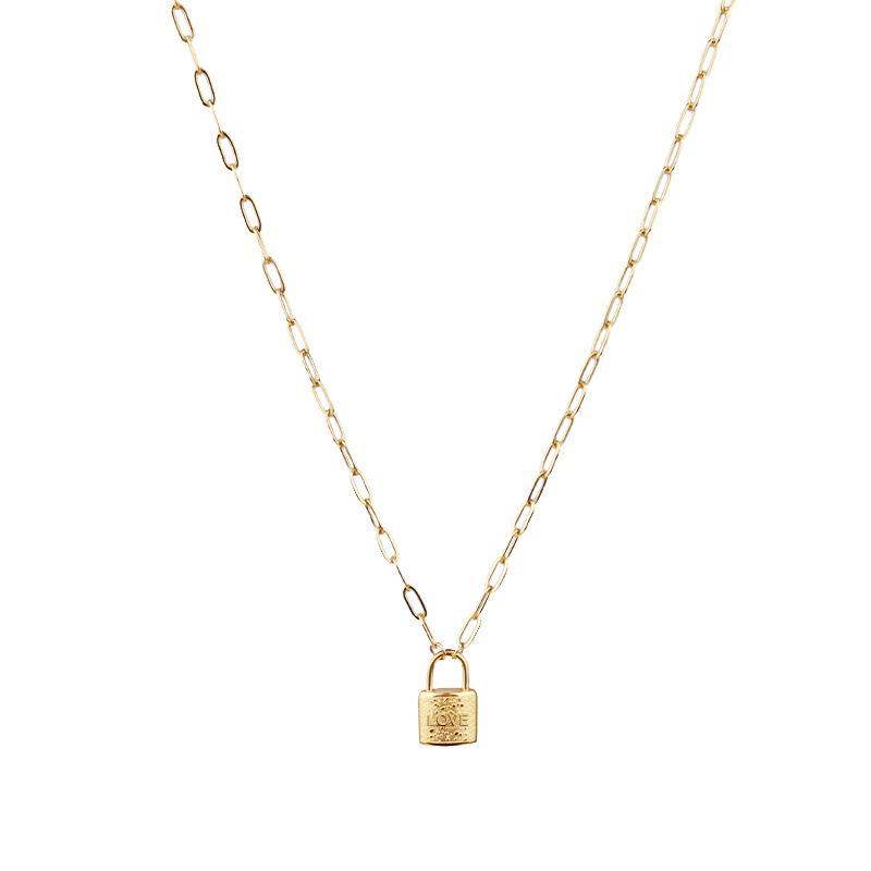 

Pendant Necklaces Simple Fashion Lock Necklace Stainless Steel Charms Luxury Ladies Clavicle Chain European American Jewelry