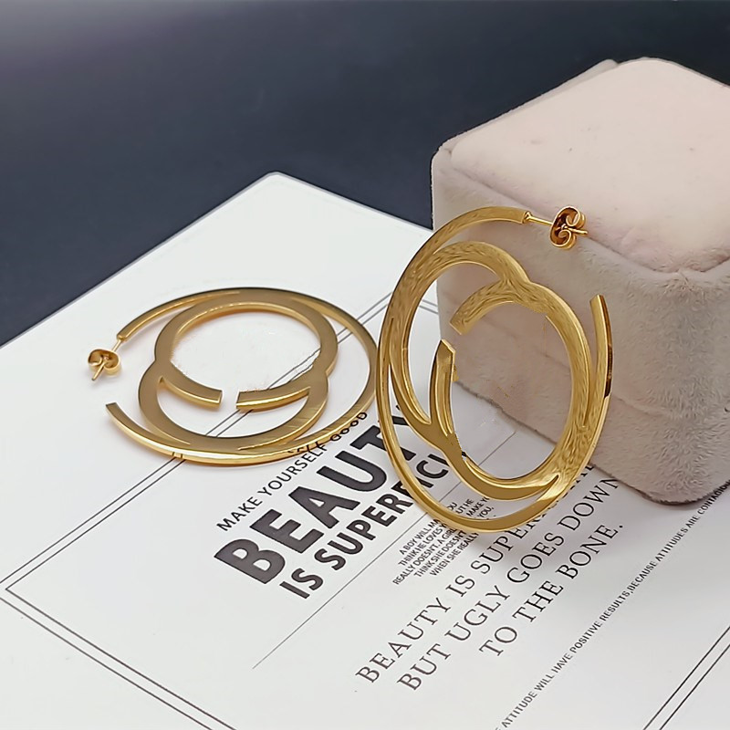 

2021 fashion luxury golden Charm ladies wild party large version double G letter jewelry earrings gifts