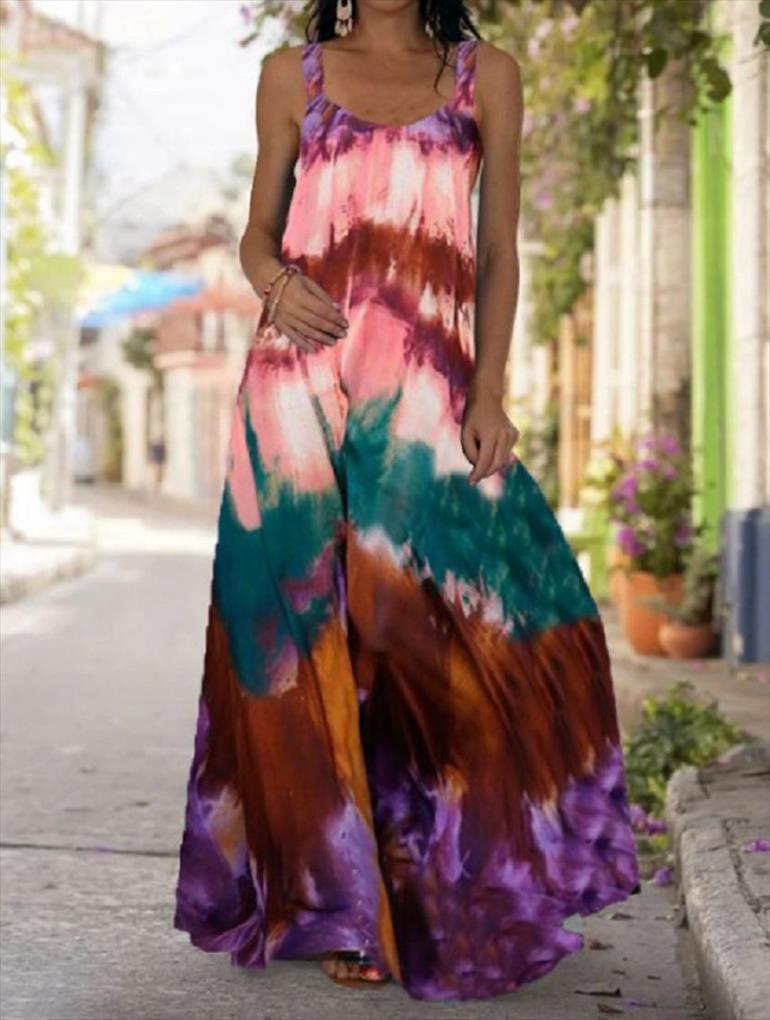 

summer long maxi bohemian women dress suspender strapless mop robe tie dye 3d printed sleeveless vestido design female, Black;gray