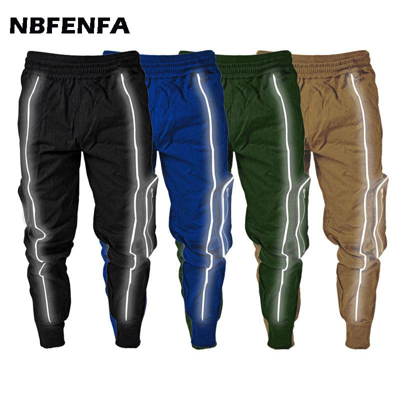

Men's Pants Men Pant Hip Hop Jogger Male Clothing Cargo Trouser Sport Casual Sweatpant Track Spring Autumn Fashion Reflective LX159, Army green