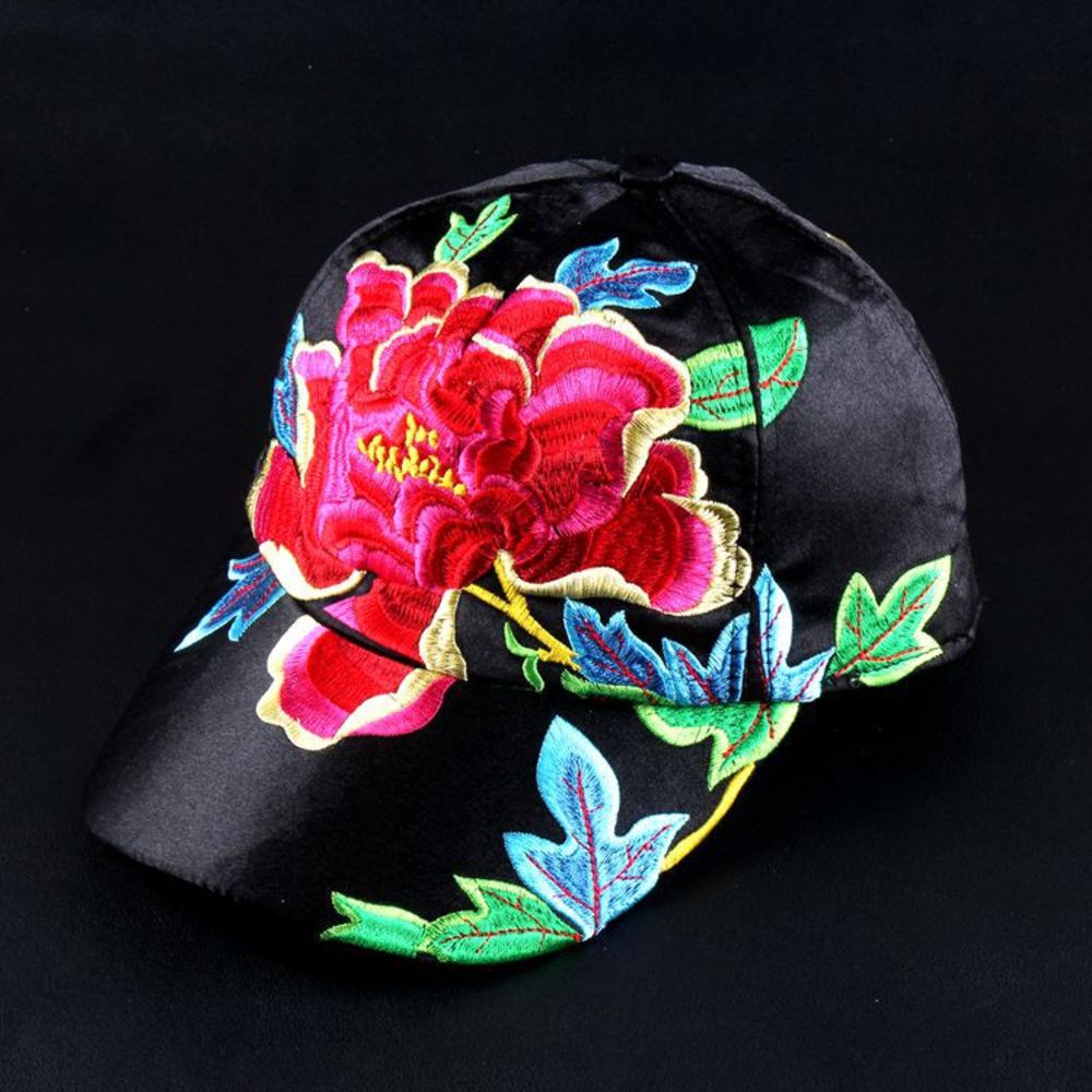 

,snapback National Style Embroidered Hat Flower four seasons hat sunshade women's baseball cap, Blue;gray