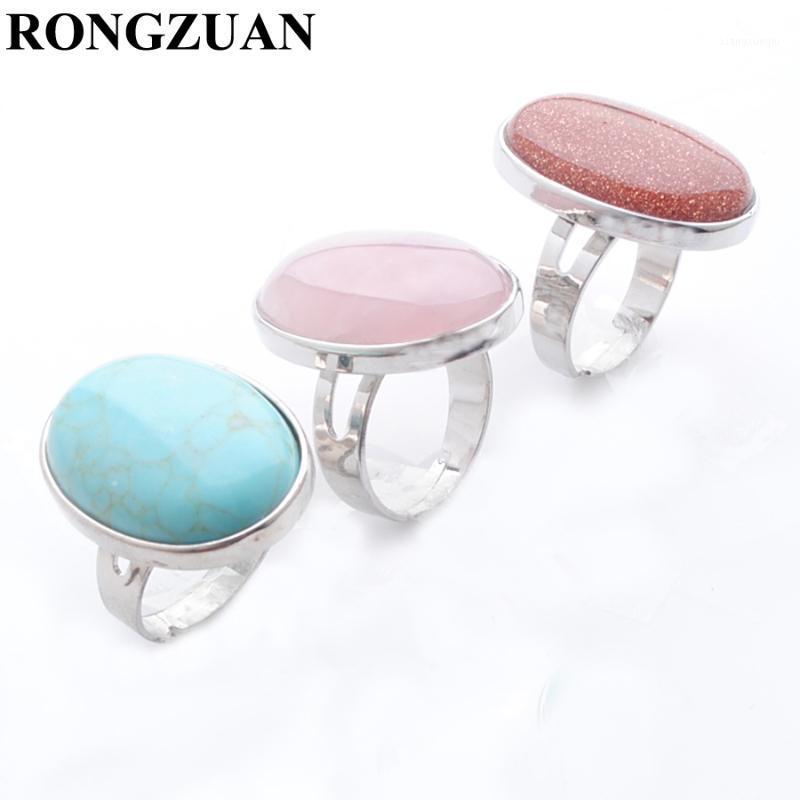 

Cluster Rings Finger Adjustable Natural Stone Cabochon Pink Quartz Amethysts Crystal Tiger's Eye Lapis Lazuli Aventurine Jewelry TBX308, Golden;silver