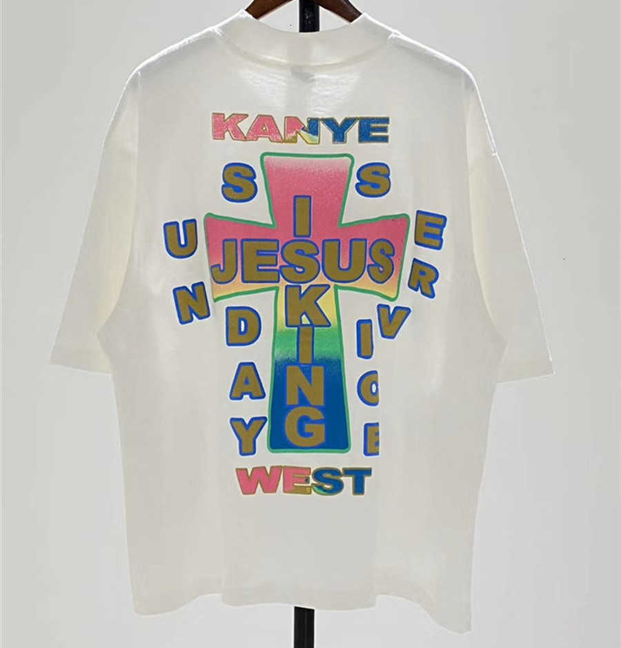 

women's t-shirt t-shirts quality oversize kanye west sunday service tee shiny jesus is king t shirt r2lq, White
